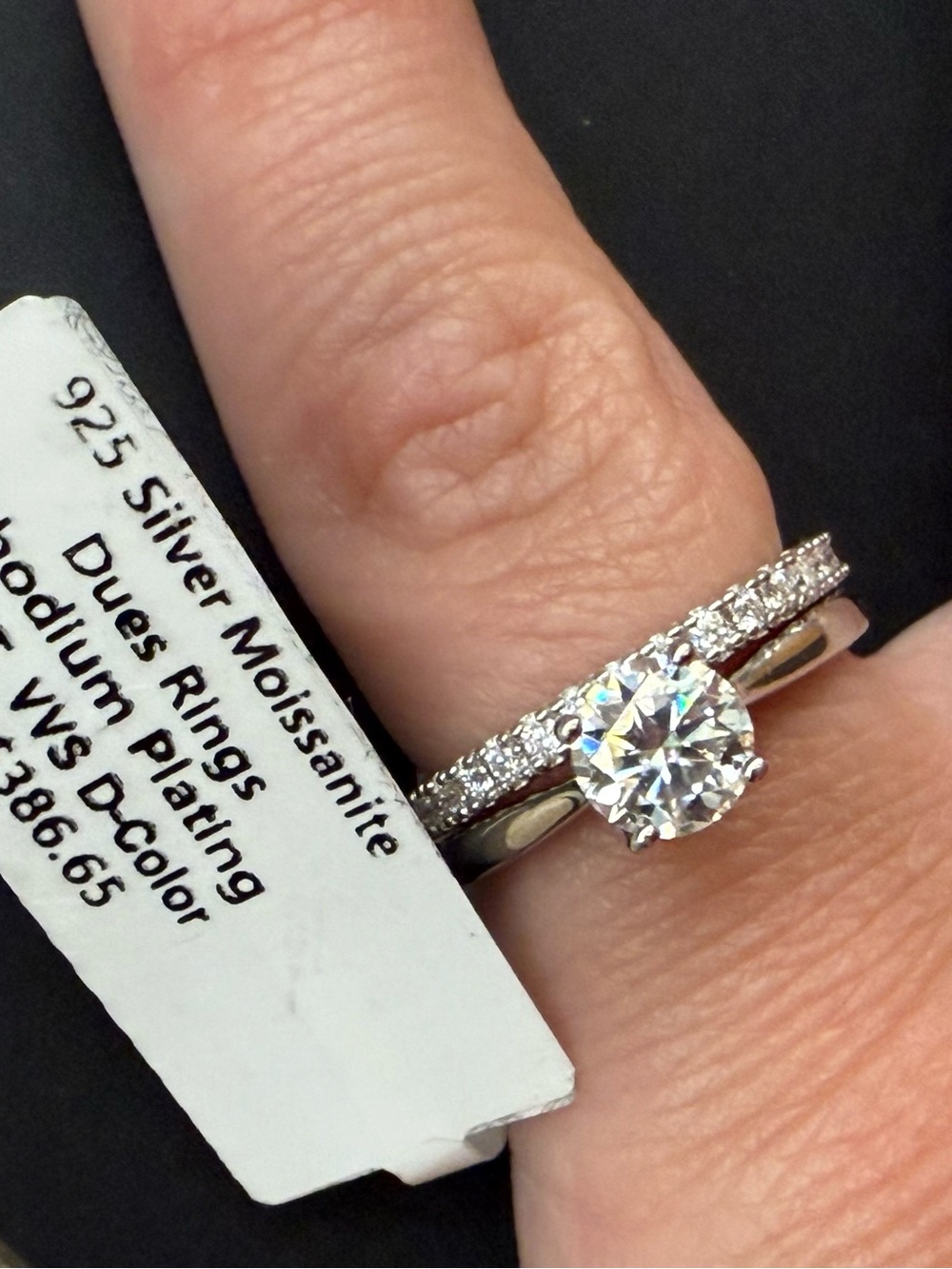 Moissanite Classic Solitaire Engagement Ring with Pavé Band- size 5